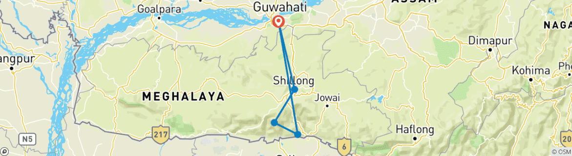 Image d'une carte montrant l'itinéraire du circuit