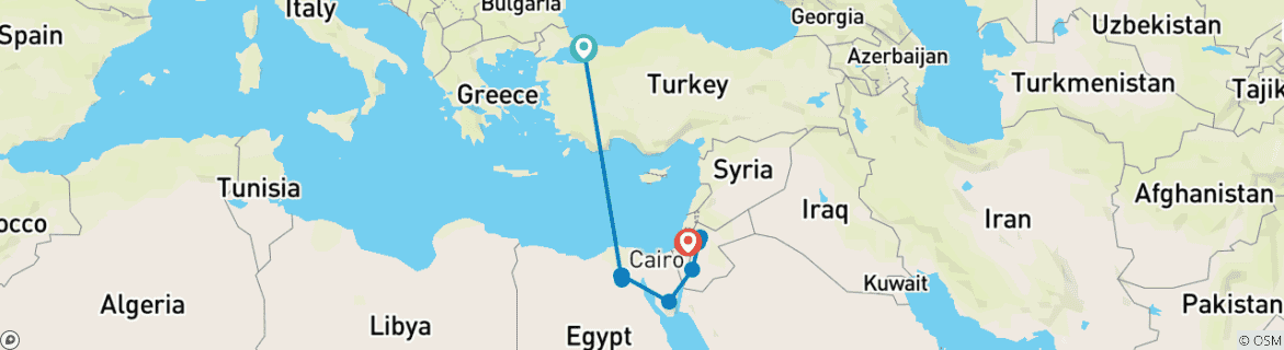 Map of Turkey, Egypt, Jordan & Israel - Middle East Glance