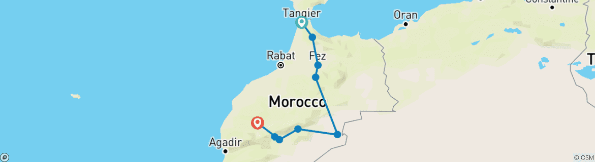 Image d'une carte montrant l'itinéraire du circuit