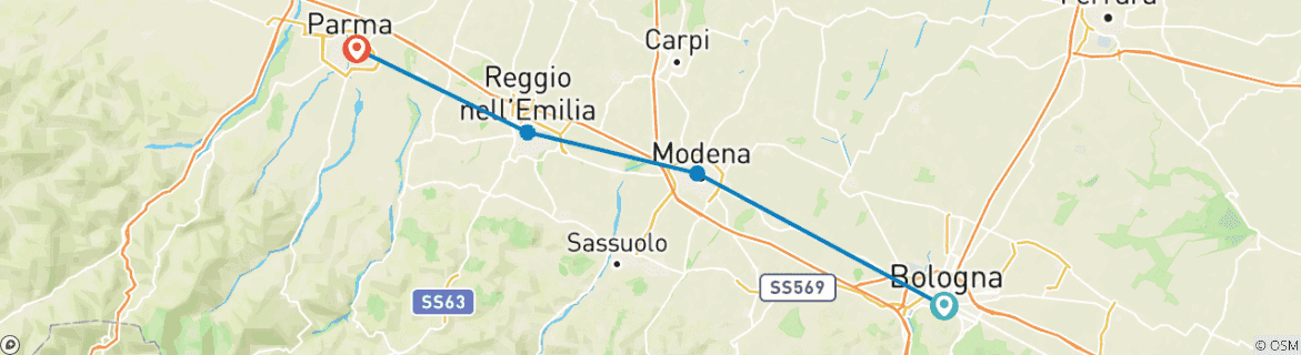 Image d'une carte montrant l'itinéraire du circuit