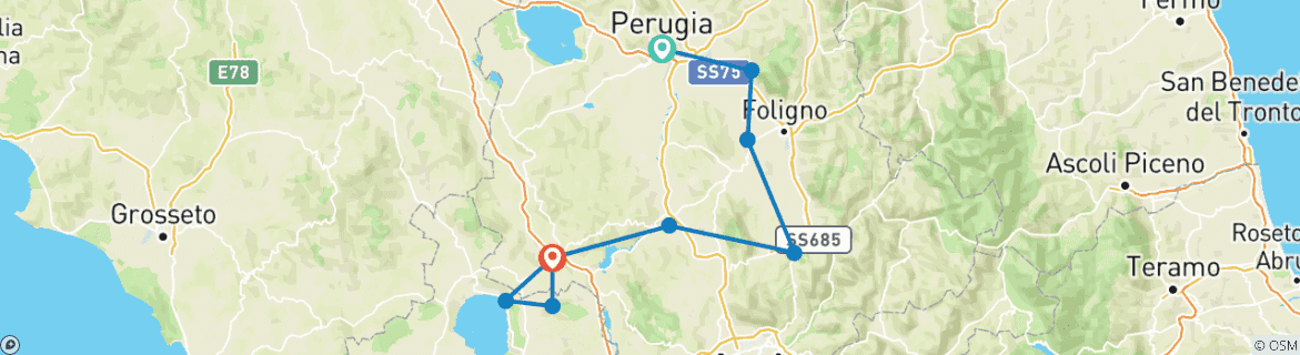 Image d'une carte montrant l'itinéraire du circuit