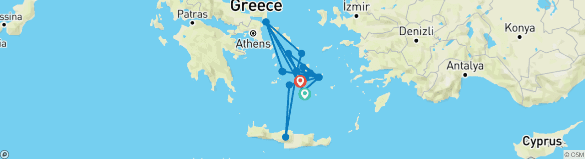 Carte du circuit Grèce - Aventure à la voile : Îles Cyclades (from Santorin to Ios)