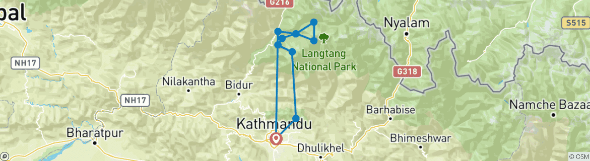 Foto van een kaart met de route van de rondreis