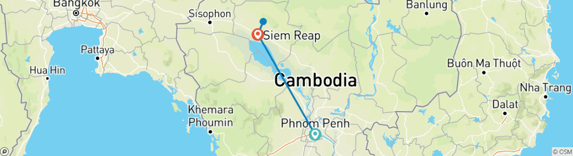 Map of Best of Cambodia 7 Days 6 Nights