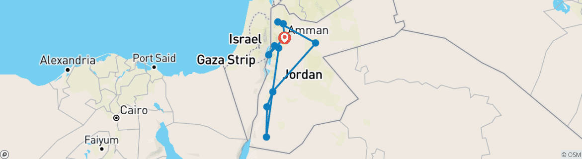 Map of Jordan Wildlife &  Nature - 12 days