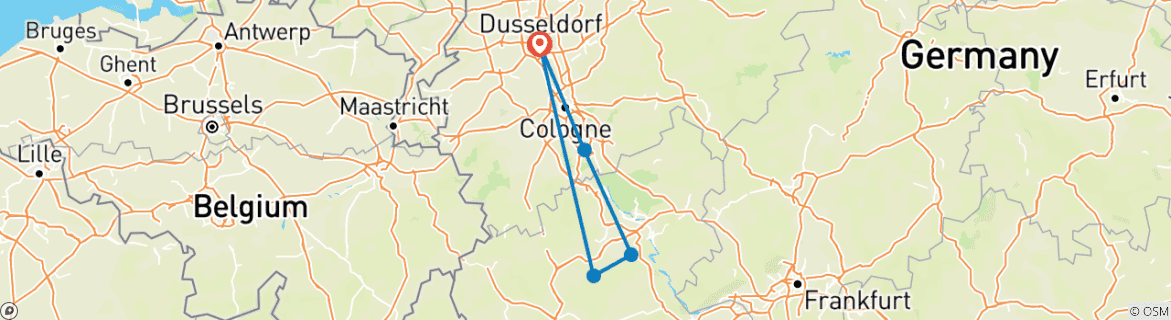 Karte mit der Reiseroute