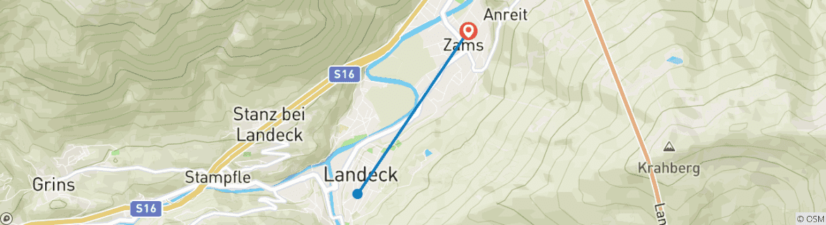 Map of Tyrolean Castle Trail individual (7 days)