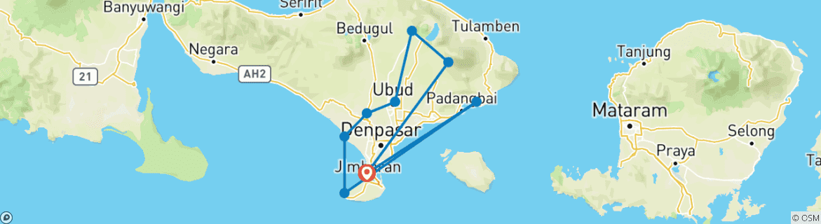 Map of Amazing Bali Experience : Private & All Inclusive