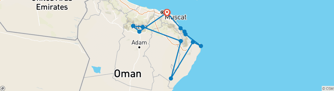 Carte du circuit La première expérience privée d'Oman