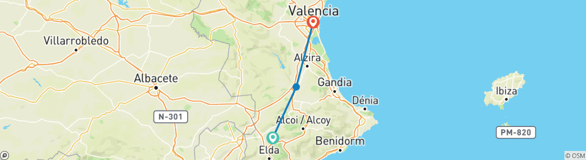 Image d'une carte montrant l'itinéraire du circuit