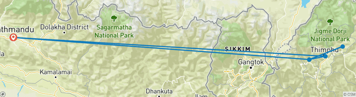 Map of Glorious Bhutan Tiger Nest  Taktsang Monastery Tour