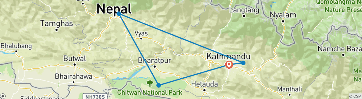 Mapa de Triángulo de oro de Nepal