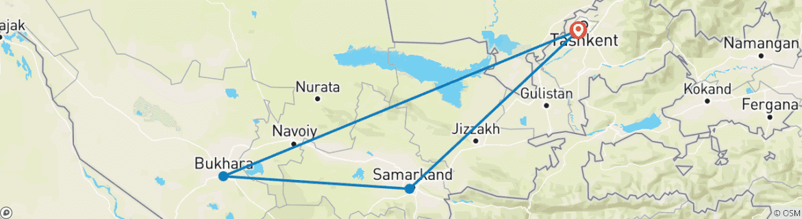 Carte du circuit Voyage privé sur mesure en Ouzbékistan, départ quotidien