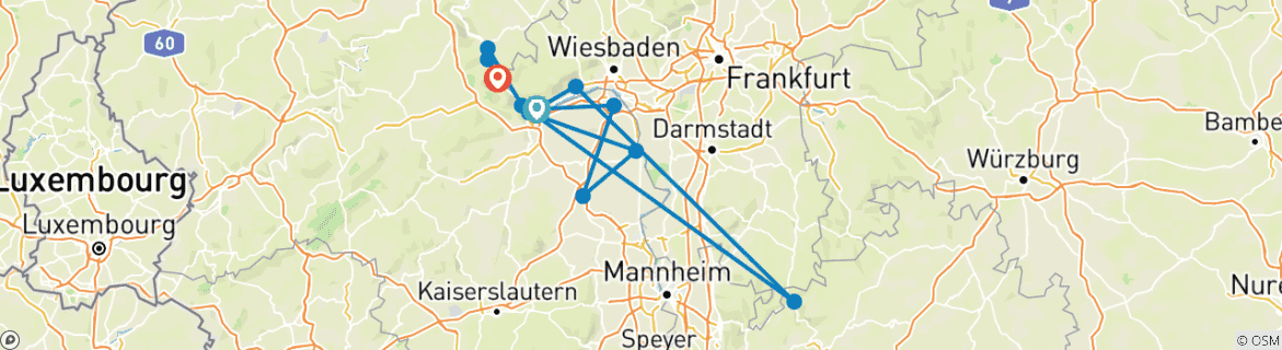 Karte mit der Reiseroute