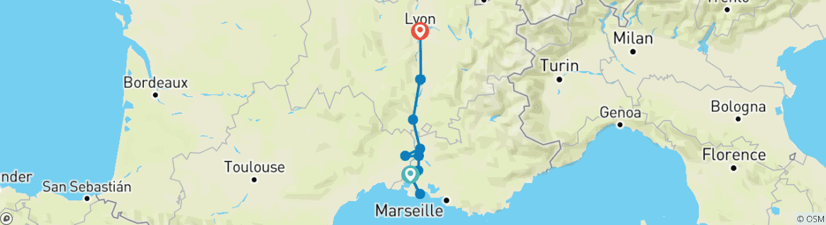 Karte mit der Reiseroute