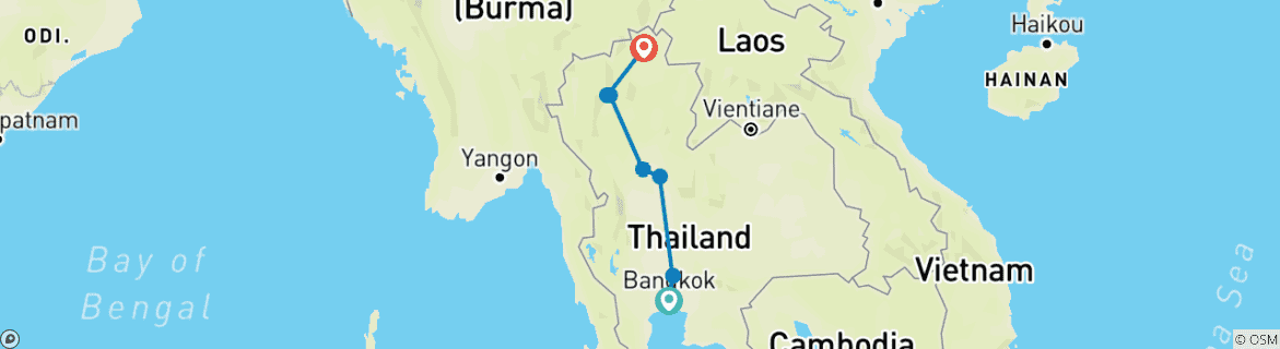 Karte von Bangkok und der Norden, private Tour