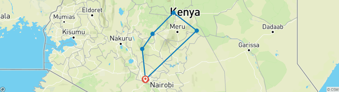 Foto van een kaart met de route van de rondreis