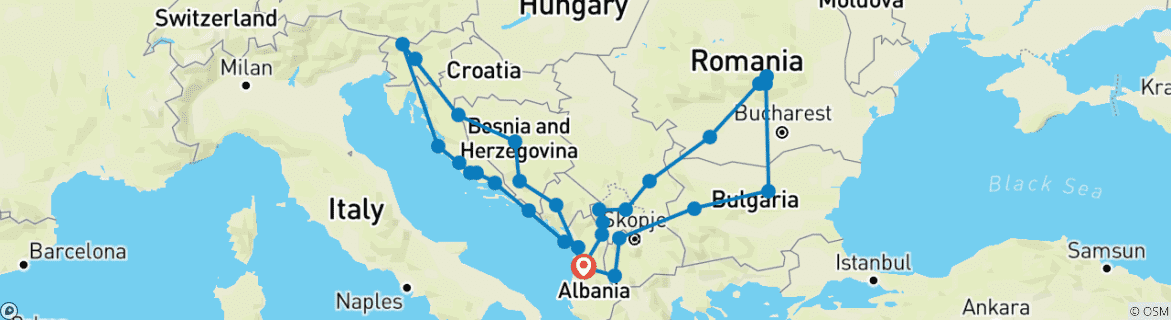 Map of Europe Explorer Grand Tour "Dalmatia to Karpaten"