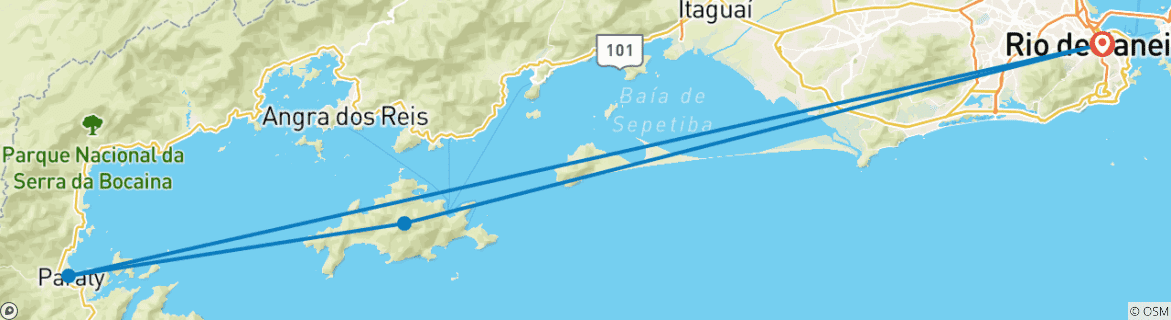 Kaart van Privéreis door Brazilië - op maat gemaakt - naar Rio, Ilha Grande & Paraty - vertrekt dagelijks
