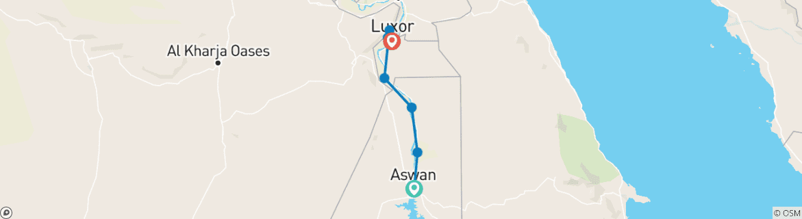 Foto van een kaart met de route van de rondreis