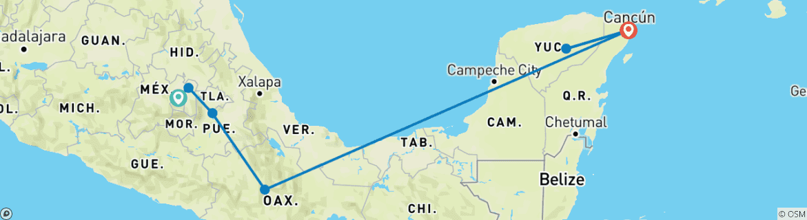 Foto van een kaart met de route van de rondreis