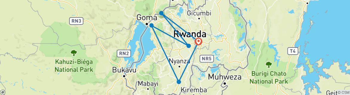 Image d'une carte montrant l'itinéraire du circuit