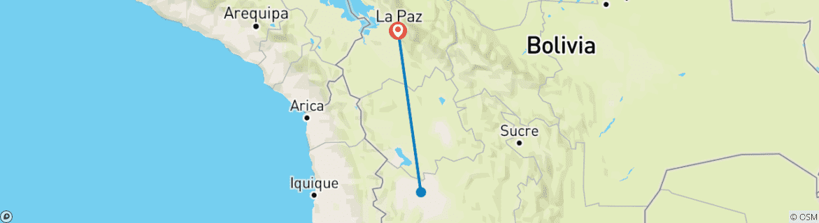 Map of Bolivia Adventure – 6 Days La Paz Uyuni Salt Flat Pulacayo Tomave