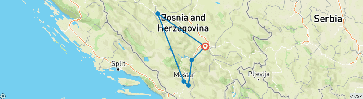 Map of Bosnia & Herzegovina Adventure