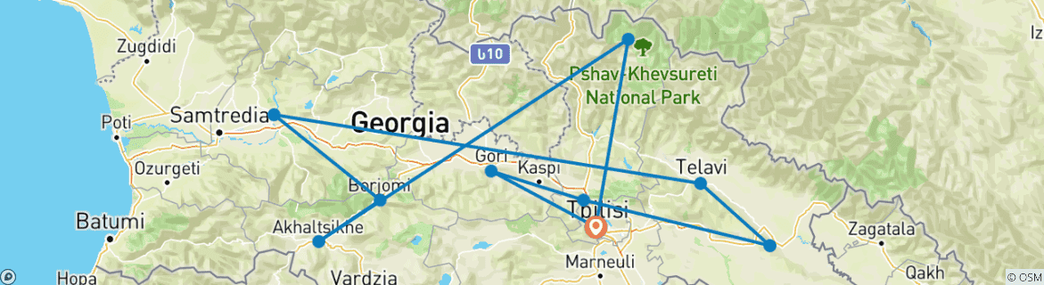 Map of Tailor-Made Best Georgia Tour with Daily Departure & Private Guide