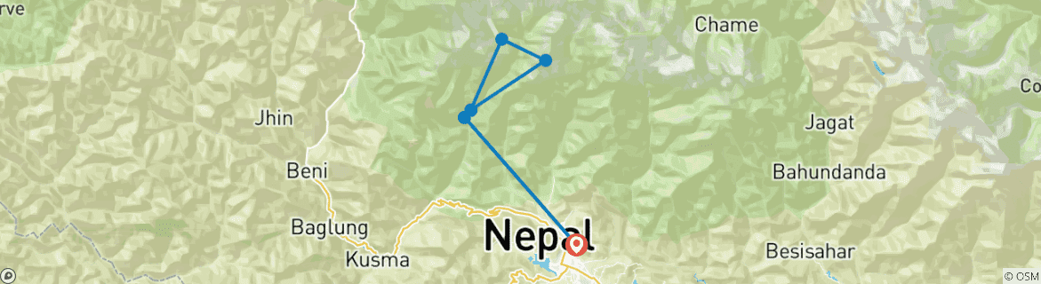 Map of Annapurna Base Camp Short Trek - 7 Days