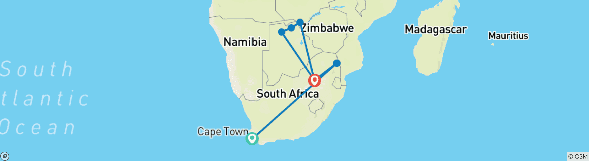 Mapa de Maravillas Independientes de África Austral