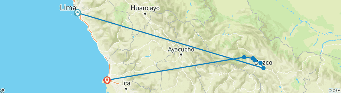 Foto van een kaart met de route van de rondreis