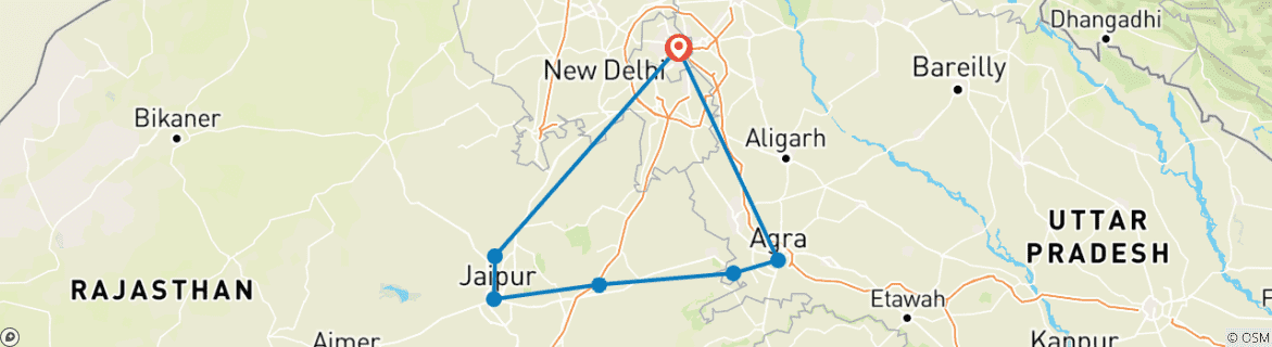 Map of India By Car And Driver with good hotels - Golden Triangle & Samode !!