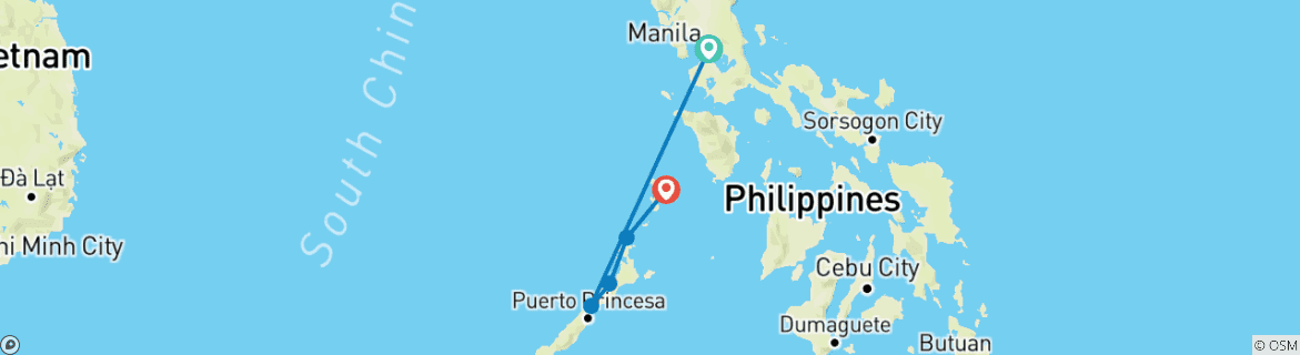 Map of Philippines Classic 14 Day -  One Life Adventures