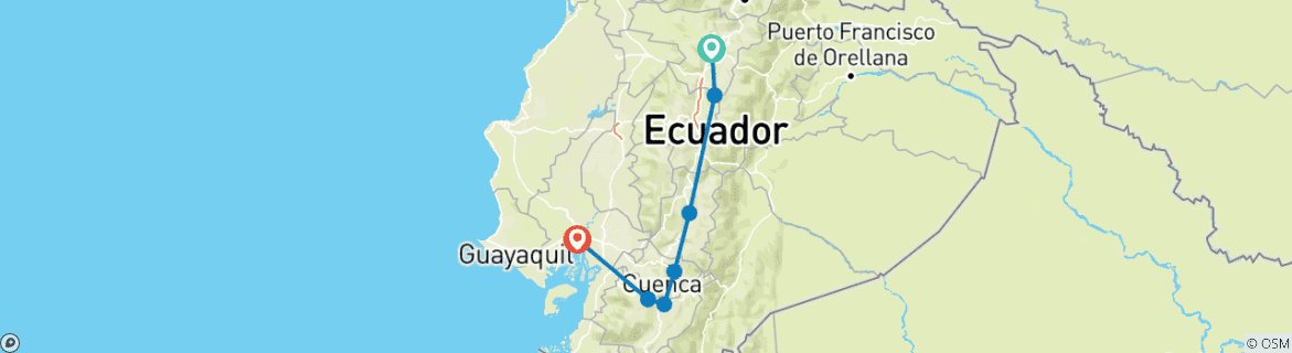 Map of 9-Day Ecuador Food Private Tour