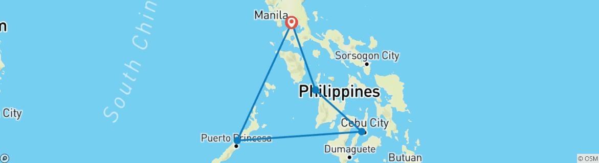 Mapa de Viaje de luna de miel personalizado por Filipinas - salida diaria y guía privado