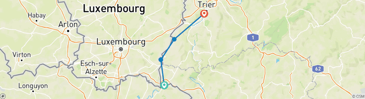 Image d'une carte montrant l'itinéraire du circuit