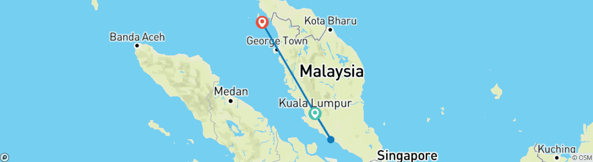 Carte du circuit Circuit personnalisé de 7 jours en Malaisie pour les familles, avec départ quotidien et guide privé