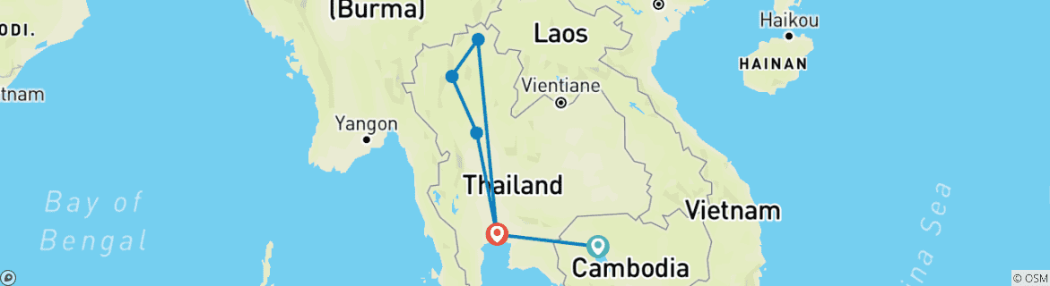 Mapa de Tailandia tentadora y los templos de Angkor 2024