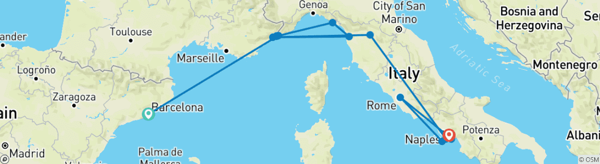 Carte du circuit Barcelona to Rome Quest (Standard, Summer ( Jusqu'à Mar '27), Classic)