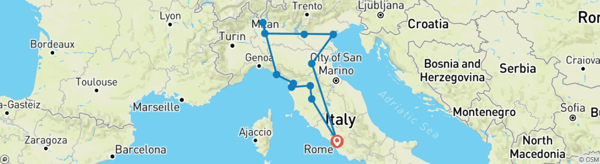 Map of Italian Espresso (Summer, Classic, 10 Days)