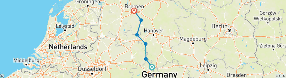 Image d'une carte montrant l'itinéraire du circuit