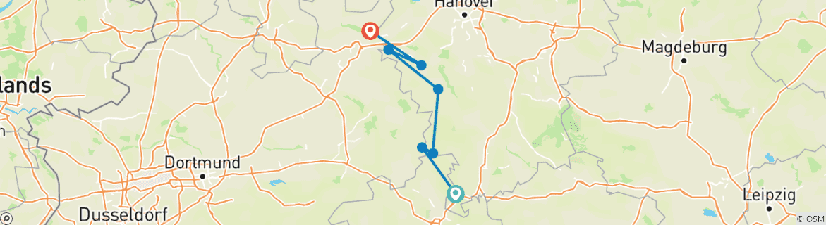 Karte mit der Reiseroute