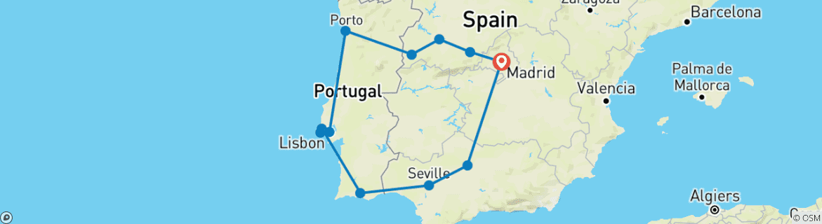 Foto van een kaart met de route van de rondreis