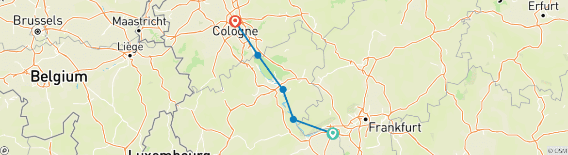 Karte mit der Reiseroute