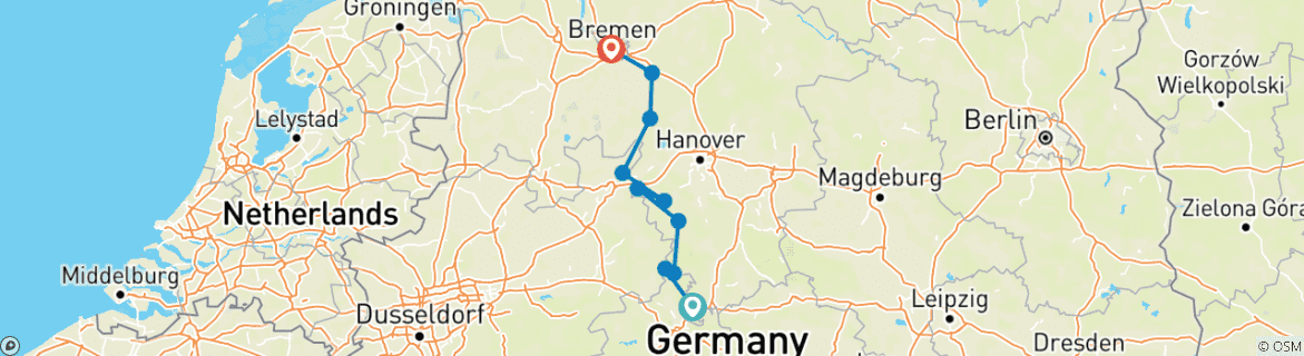 Foto van een kaart met de route van de rondreis