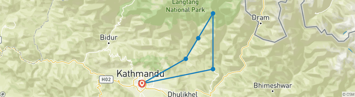 Map of Panch Pokhari Trek