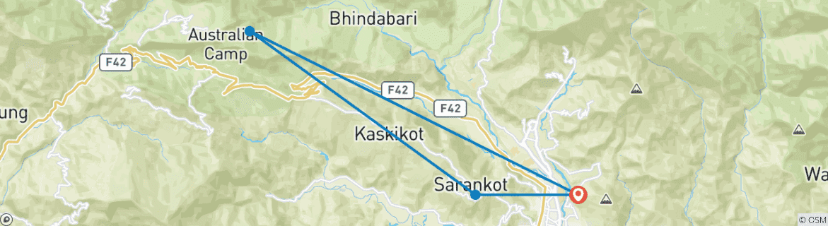 Map of Dhampus Village Trek