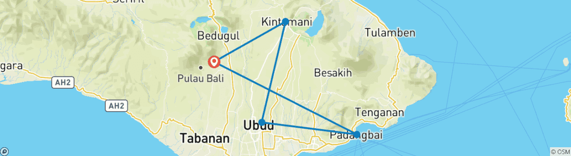 Map of 3 Day Tour: Ubud & Snorkeling Blue Lagoon