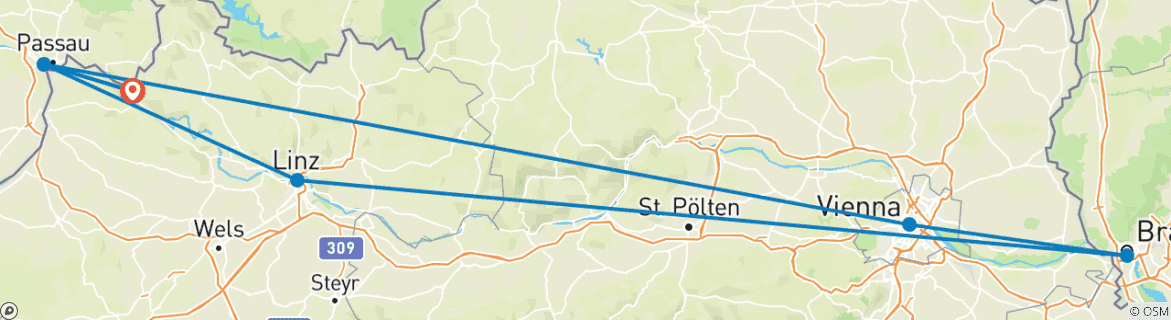 Image d'une carte montrant l'itinéraire du circuit